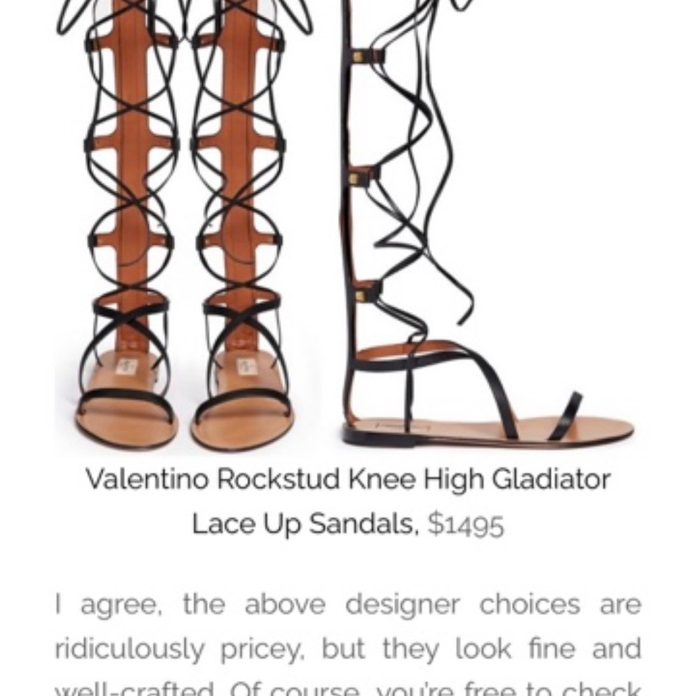 Valentino Rockstud Flat Gladiator Sandal Black Knee high Tall lace up  SZ 39 - Picture 3 of 7